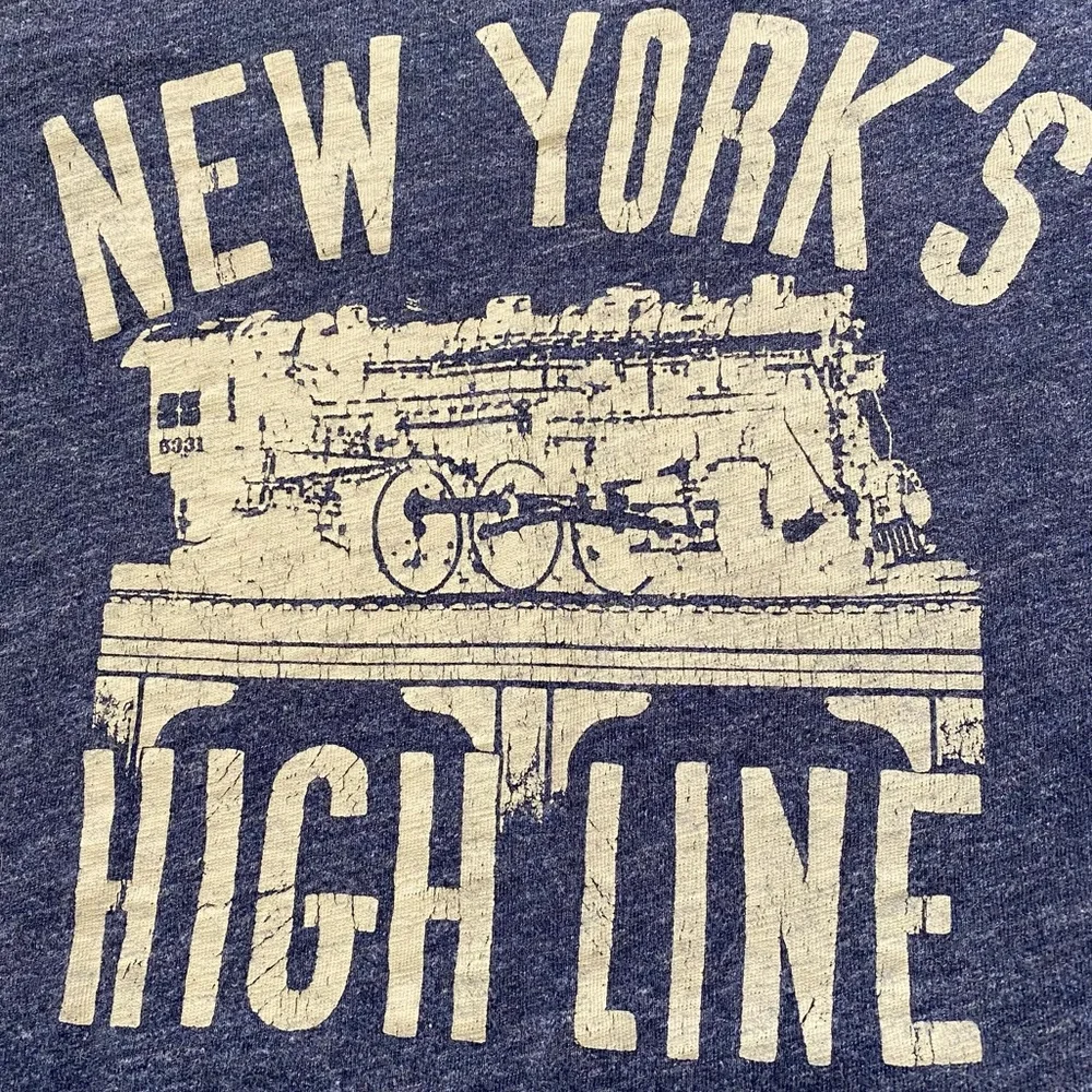 J Crew Adult Small New York High Line Steel Blue Cotton Graphic Tee‎